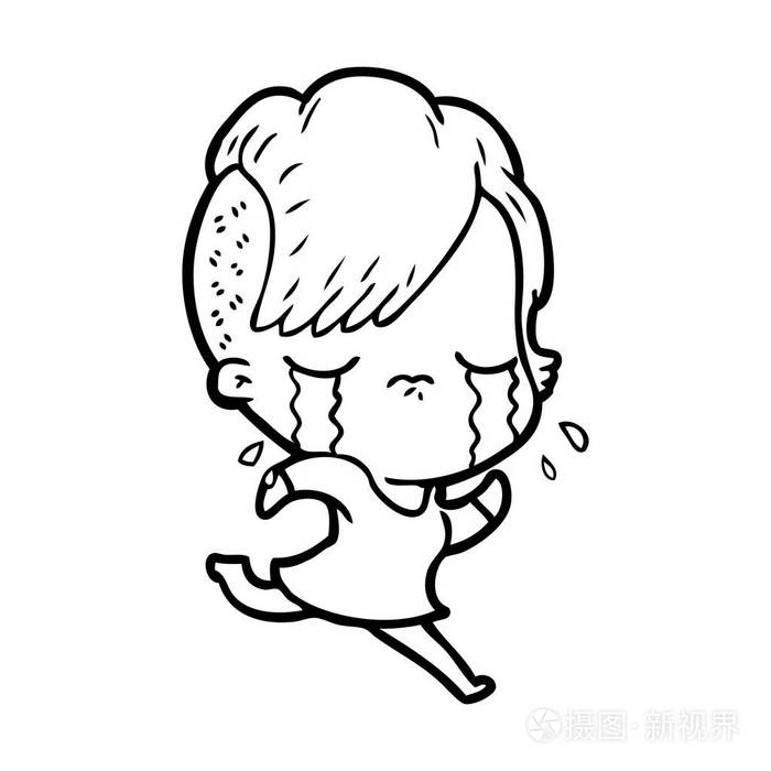 动画片哭泣的女孩逃跑