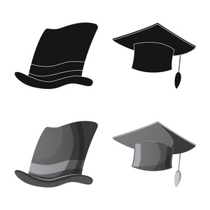 帽子和帽子图标的矢量插图。头饰和辅助股票矢量图的收集