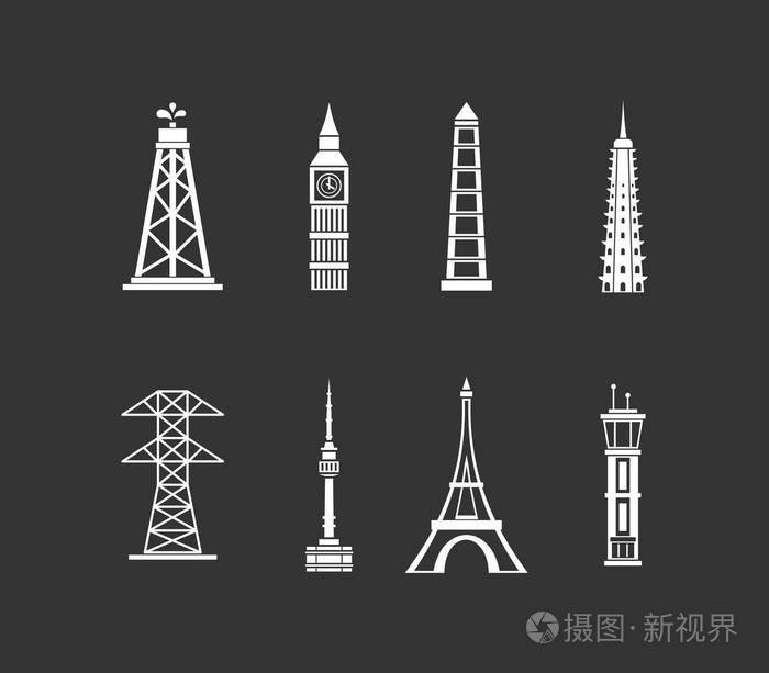 塔图标集灰色矢量插画-正版商用图片07hw14-摄图新视界