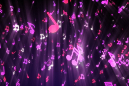 带有紫色音符的抽象背景3d 插图