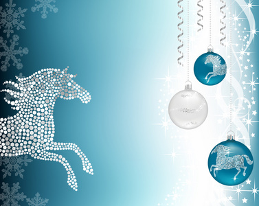 圣诞背景蓝色与马