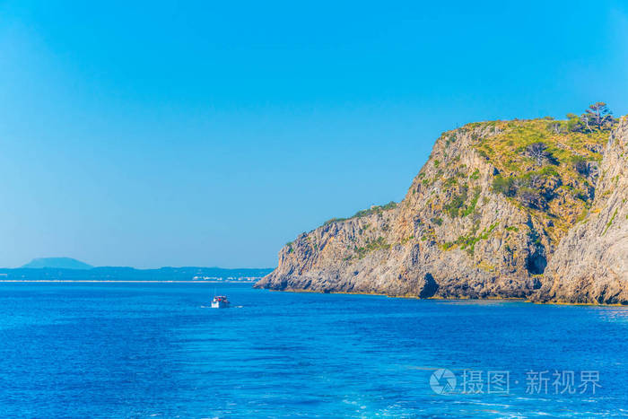 维多利亚半岛分离阿勒古迪亚和 pollenca 海湾在马略卡岛, Spai