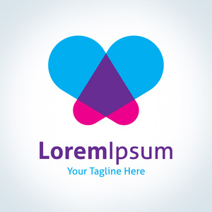 心形状光束照耀交叉的矢量标志图标照片