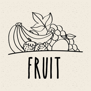 水果新鲜天然食品营养健康涂鸦设计