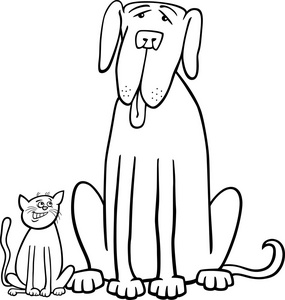 猫和狗卡通的图画书图片