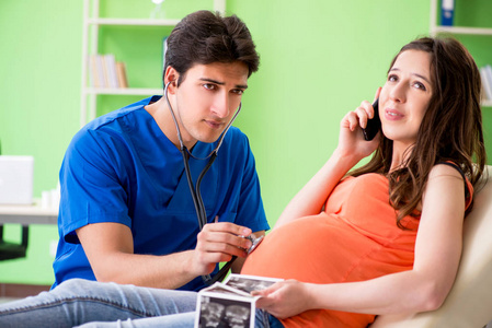孕妇在诊所探望男性 gynecologyst