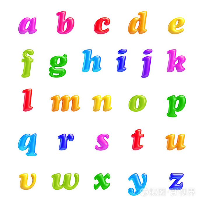 abc集合字母表3d字体创意孤立的信件