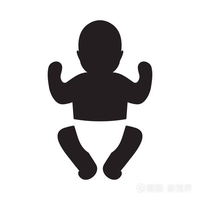 婴儿尿布剪影向量