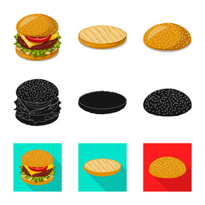 汉堡和三明治标志的矢量设计。网上汉堡和切片股票符号的收集