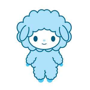 卡哇伊孤立的白色衬底上的小男孩可爱的绵羊.新到 2015 年的象征.