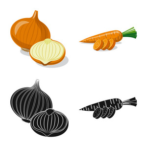 蔬菜水果符号的矢量设计。网站蔬菜和素食股票符号的收集