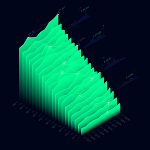 业务分析和财务数据金字塔, 矢量统计3d 可视化