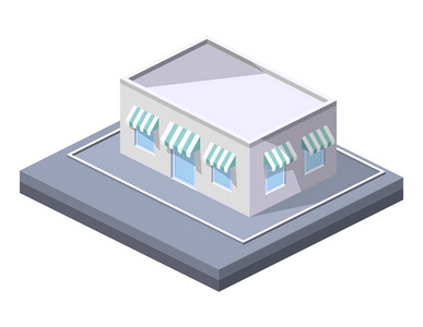 白色背景下的等距灰色建筑