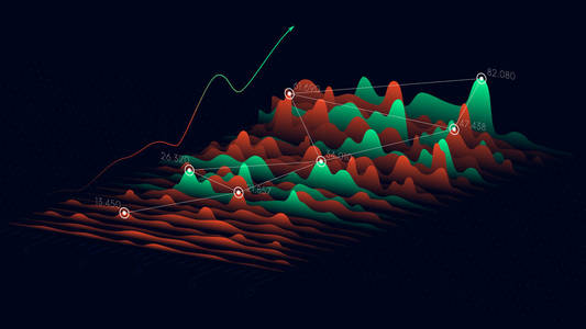 业务分析和财务技术概念, 矢量统计数据3d 可视化