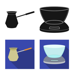 厨房和厨师象征的向量例证。网络厨房和家电库存符号集