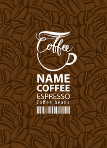 带有咖啡豆的咖啡豆的矢量标签和复古风格的条形码。咖啡
