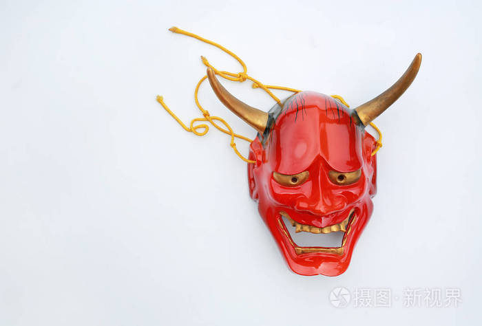传统的日本面具的恶魔, 歌舞伎面具在白色背景