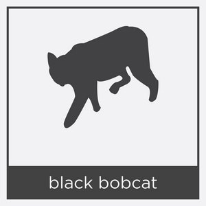 黑色山猫图标在白色背景下被隔离
