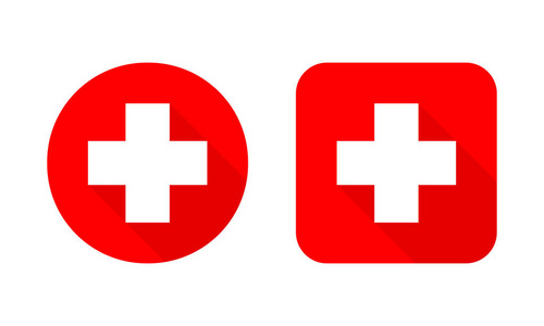 红色医学符号隔离滴血和医疗十字架. 简单的图标.