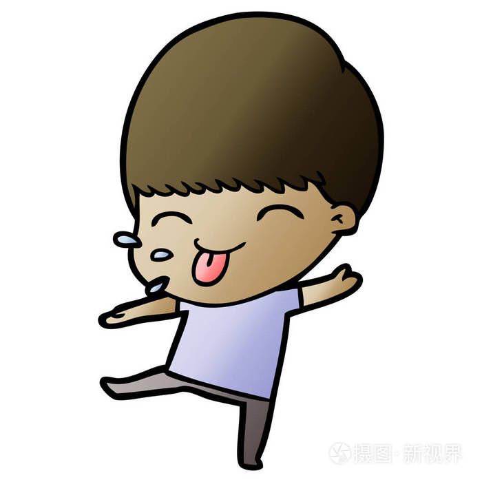 卡通男孩伸出舌头