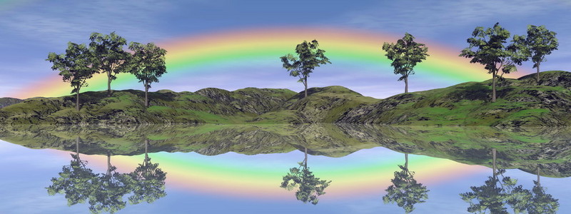 彩虹风景3d 渲染