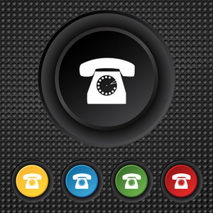 web 复古电话的图标。设置色彩缤纷的按钮。矢量