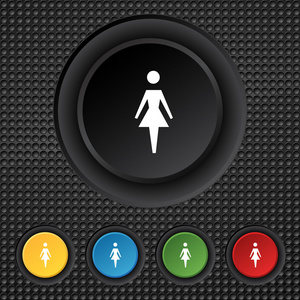 女性符号图标。女人人文符号。妇女厕所。设置颜色按钮。矢量