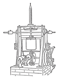 罗兰量热仪复古线图或雕刻插图的插图