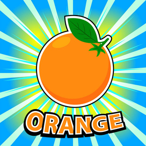 橙色水果复古漫画书矢量插画图片