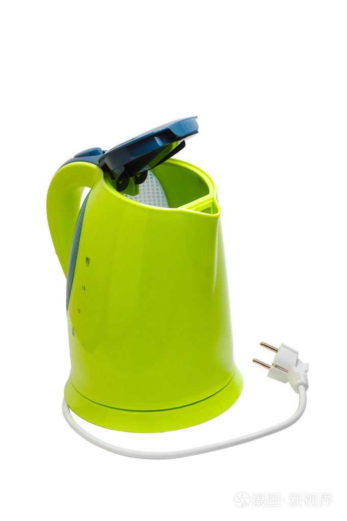 水壶绿色电动孤立的用具家电厨房亚洲