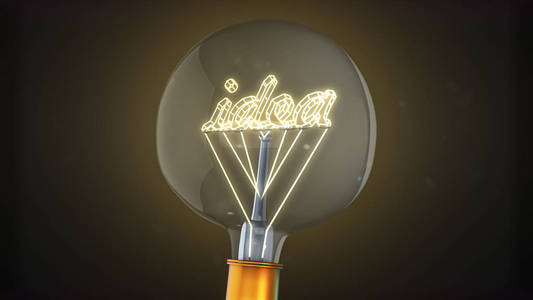 灯泡的概念观念。三维