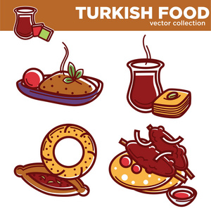 土耳其美食矢量收集与美味的热菜
