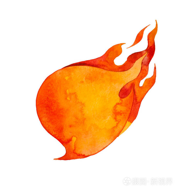 水彩燃烧语音气泡在火的艺术布局中被白色炽热的火球隔离