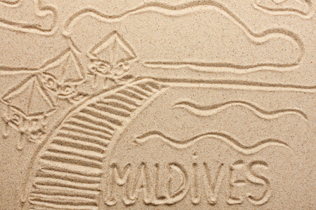 马尔代夫从沙子的手写体图片