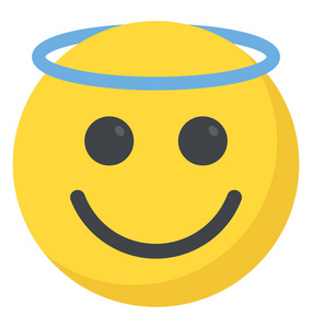 快乐的表达与光环显示天使 emoji 表情