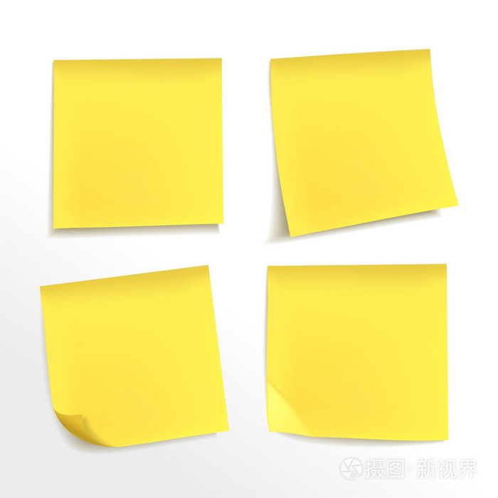 空白的黄色便笺纸集