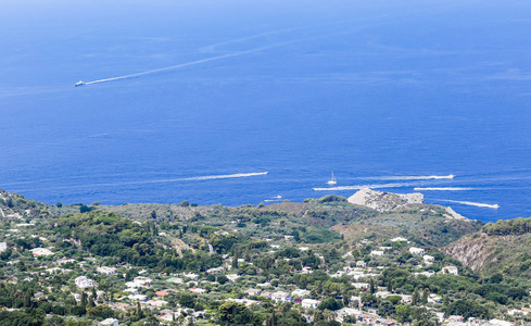海岛的风景, 从上面看。卡普里岛, 意大利