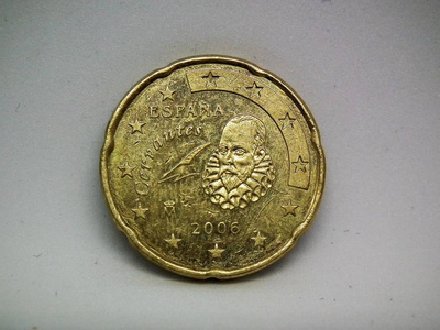 欧元美分20美分欧元硬币照片