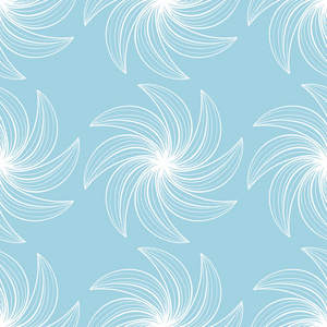 蓝色背景上的白色花朵。纺织品和墙纸装饰无缝图案