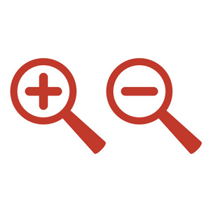 白色背景上的缩放图标照片