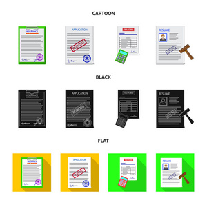 表单和文档符号的孤立对象。库存表单和标记矢量图标的集合