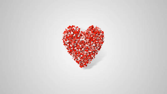 情人节问候插图卡片, 心脏形状的许多粒子