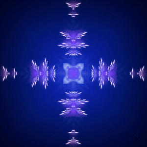 蓝色, 花形分形曼荼罗, 数码艺术品为创意平面设计。彩色发光抽象图案, 背景分形
