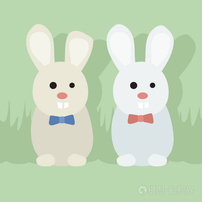两只兔子用弓领带向量例证