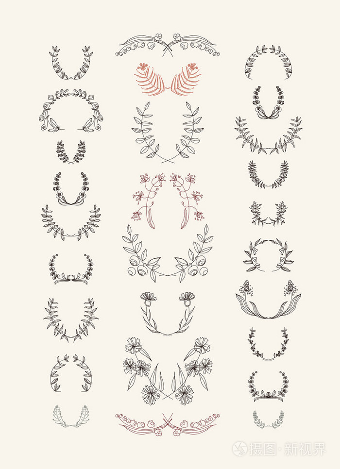 对称花卉图形设计元素集