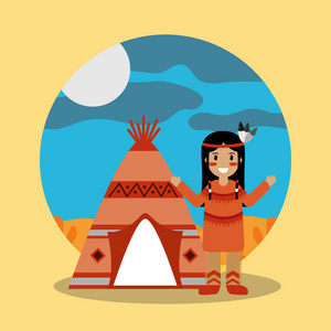 美洲印第安人站帐篷景观