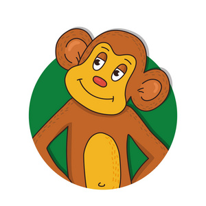 猴动物彩色矢量插画肖像