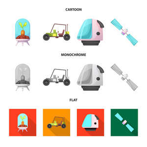 火星和空间图标的矢量插图。收集火星和行星股票符号为网络