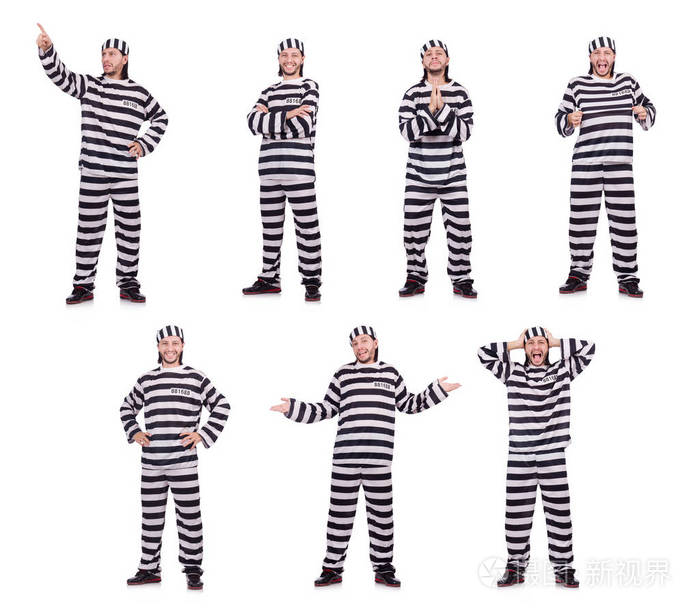 监狱犯人隔离在白色的背景