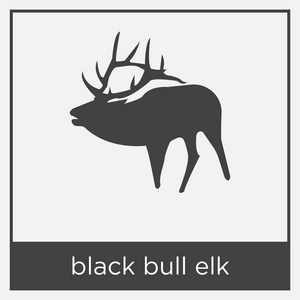 黑色公牛麋鹿图标被隔离在白色背景上